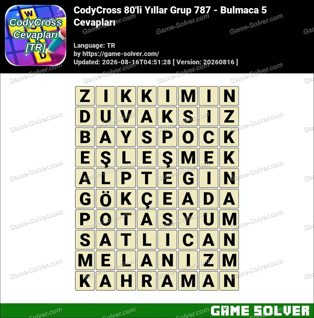 CodyCross 80’li Yıllar Grup 787 – Bulmaca 5 Cevapları